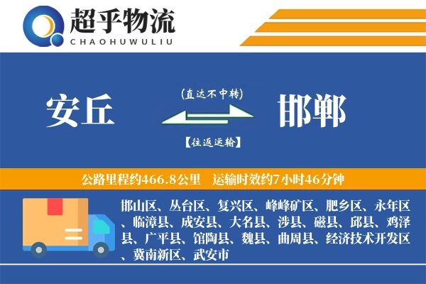 安丘到临漳县物流公司