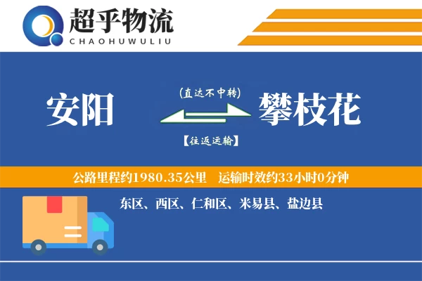 安阳到攀枝花物流专线