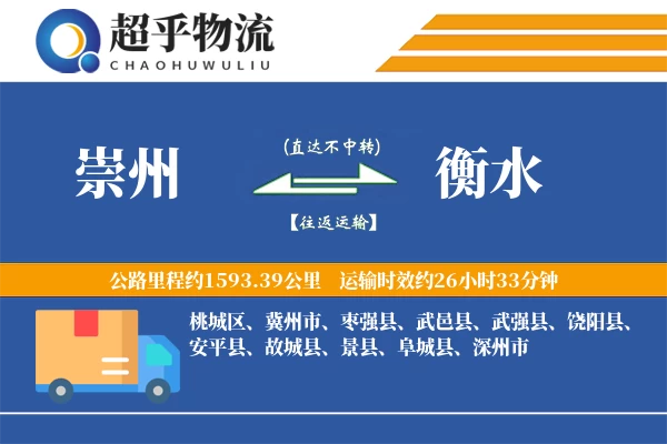 崇州到衡水物流专线