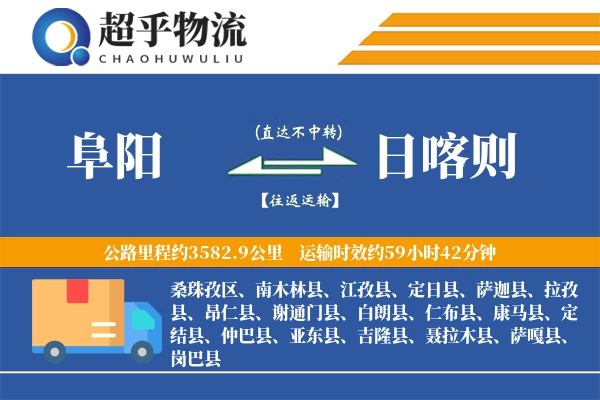 阜阳到日喀则物流专线