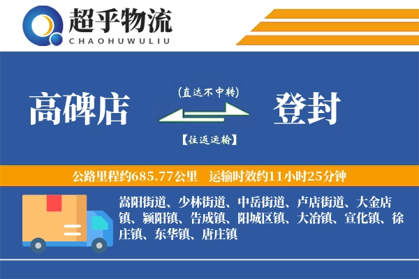 高碑店到登封物流专线