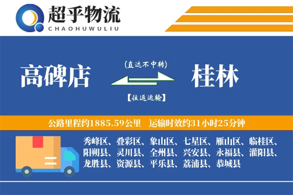 高碑店到桂林物流专线