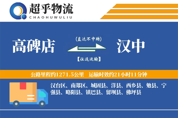 高碑店到佛坪县物流公司