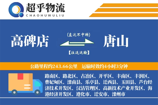 高碑店到唐山物流专线