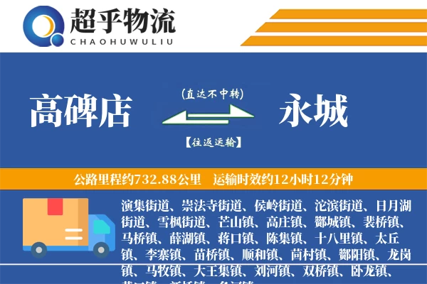 高碑店到永城物流专线