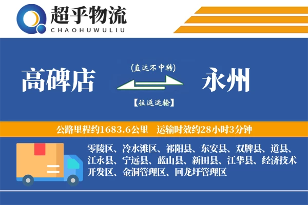 高碑店到蓝山县物流公司