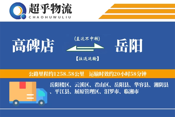 高碑店到岳阳物流专线