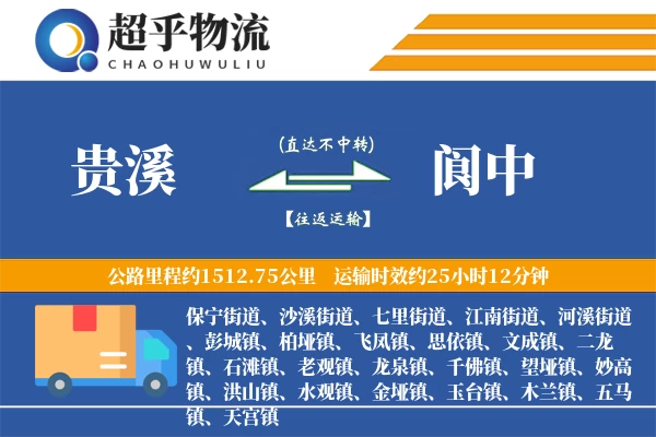 贵溪到阆中物流专线