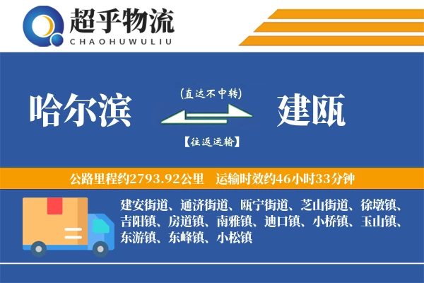 哈尔滨到建瓯物流专线