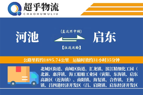 河池到启东物流专线