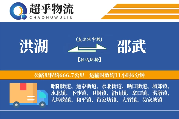 洪湖到邵武物流专线