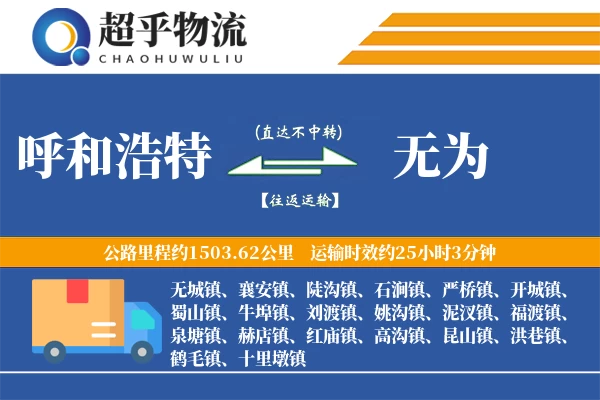 呼和浩特到无为物流专线