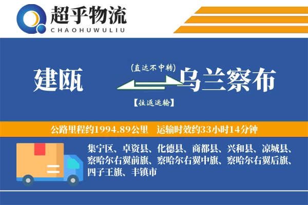 建瓯到乌兰察布物流专线