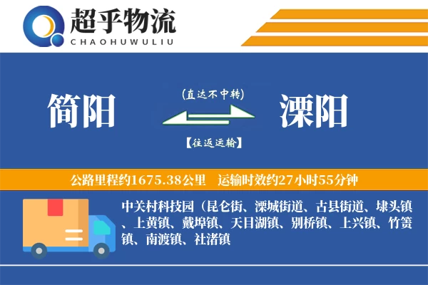 简阳到溧阳物流专线