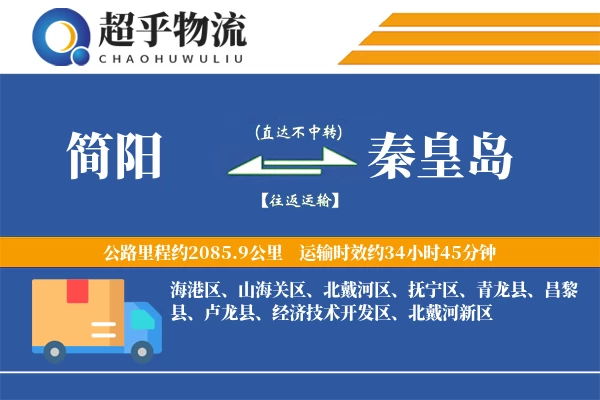 简阳到秦皇岛物流专线