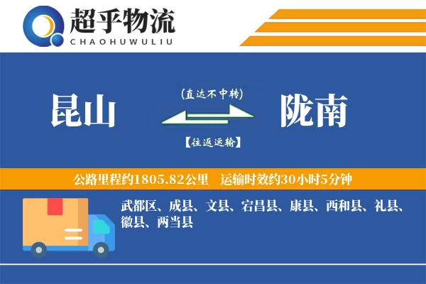 昆山到陇南物流专线