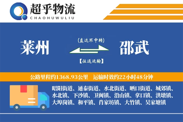 莱州到邵武物流专线