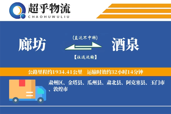 廊坊到酒泉物流专线