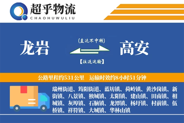 龙岩到高安物流专线