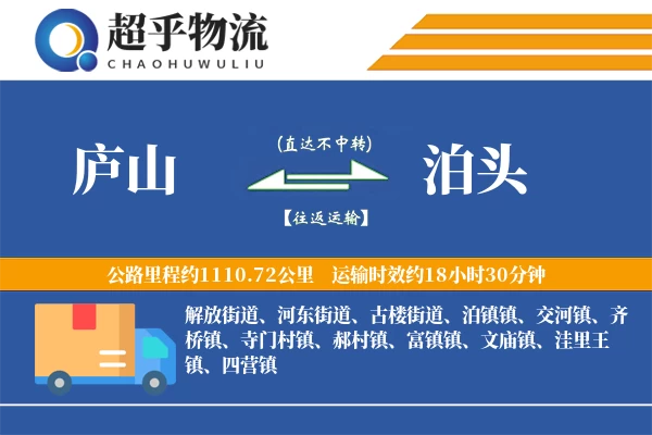 庐山到泊头物流专线