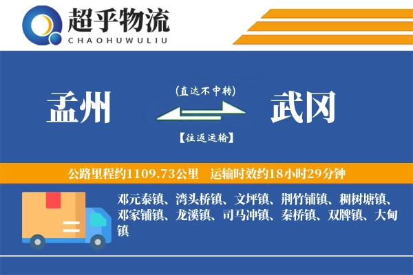 孟州到武冈物流专线