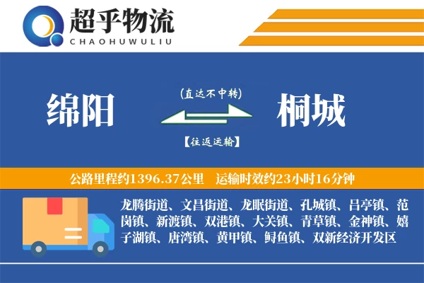 绵阳到桐城物流专线