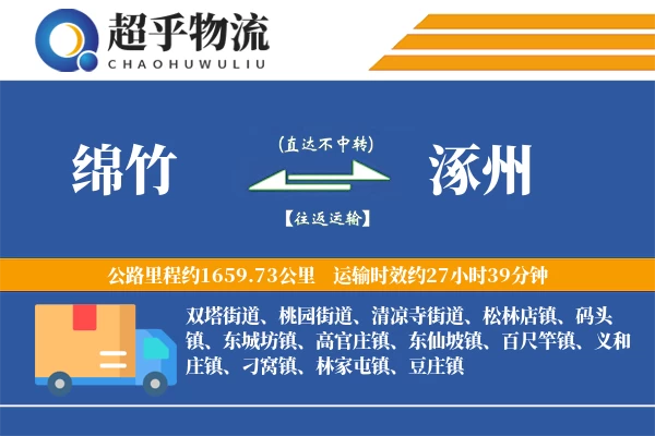 绵竹到涿州物流专线