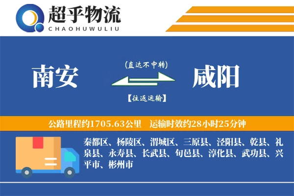 南安到咸阳物流专线