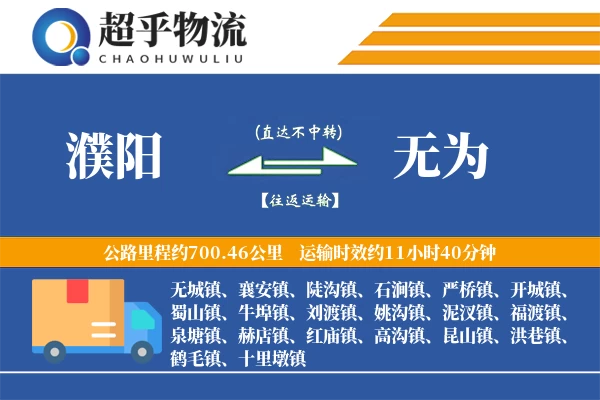 濮阳到无为物流专线