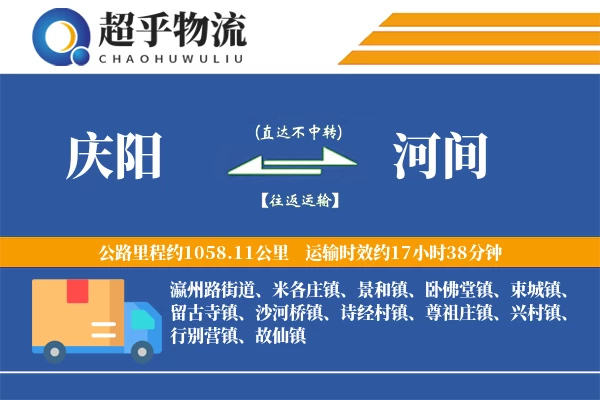 庆阳到河间物流专线