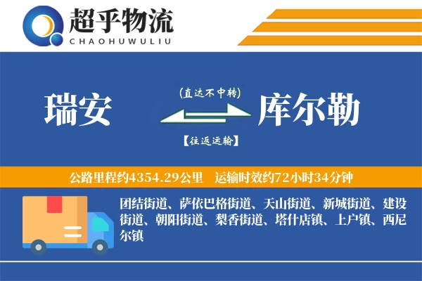 瑞安到库尔勒物流专线