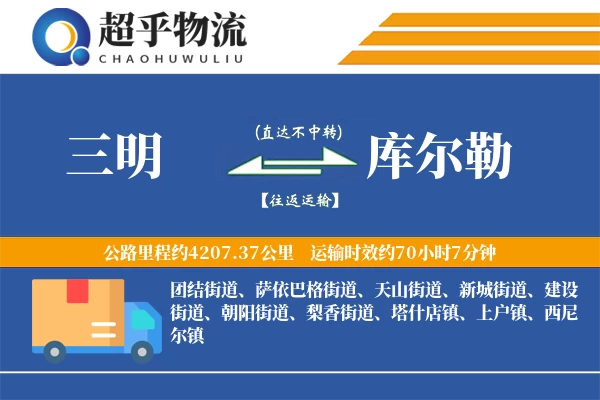 三明到库尔勒物流专线