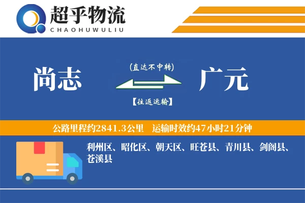 尚志到苍溪县物流公司