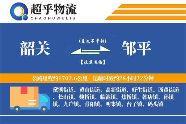 韶关到邹平物流专线