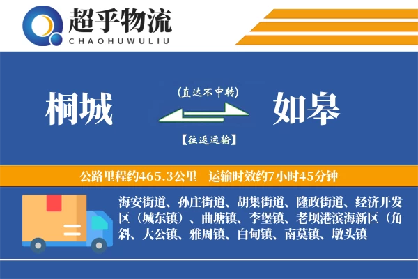 桐城到如皋物流专线