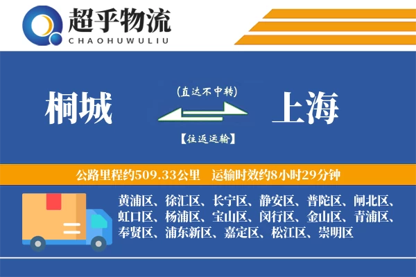 桐城到上海物流专线
