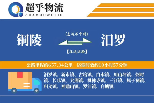 铜陵到汨罗物流专线