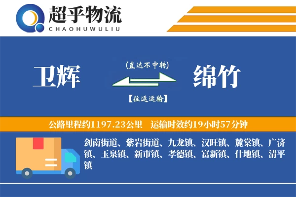 卫辉到绵竹物流专线