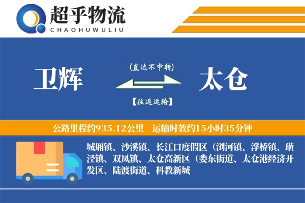 卫辉到太仓物流专线