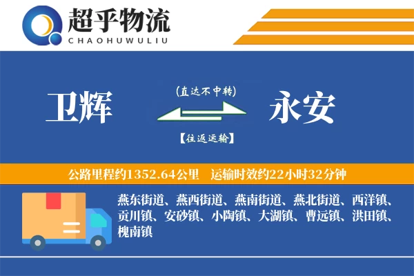 卫辉到永安物流专线