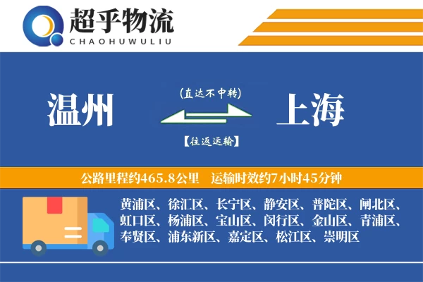 温州到上海物流专线
