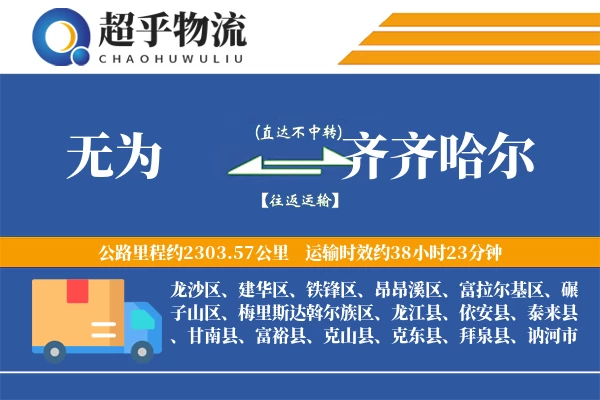 无为到龙江县物流公司