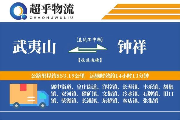 武夷山到钟祥物流专线