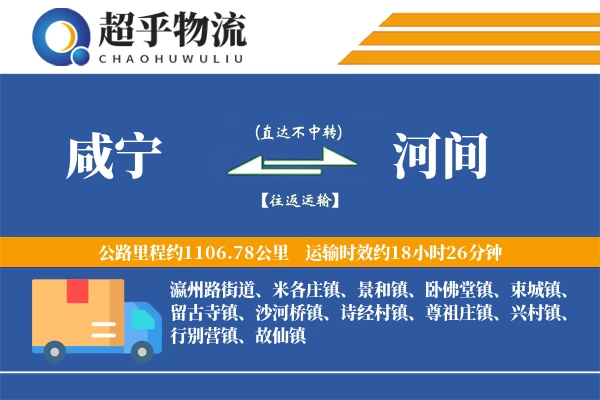 咸宁到河间物流专线