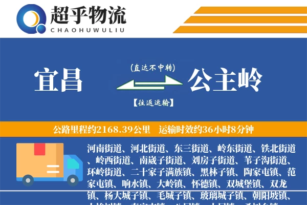 宜昌到公主岭物流专线