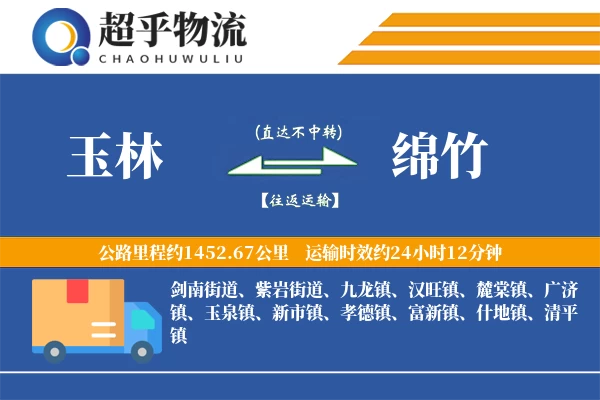 玉林到绵竹物流专线