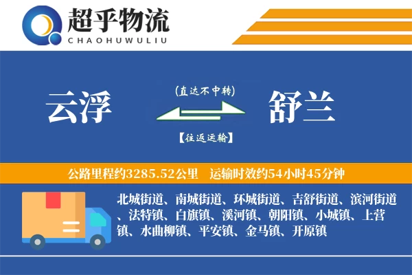 云浮到舒兰物流专线