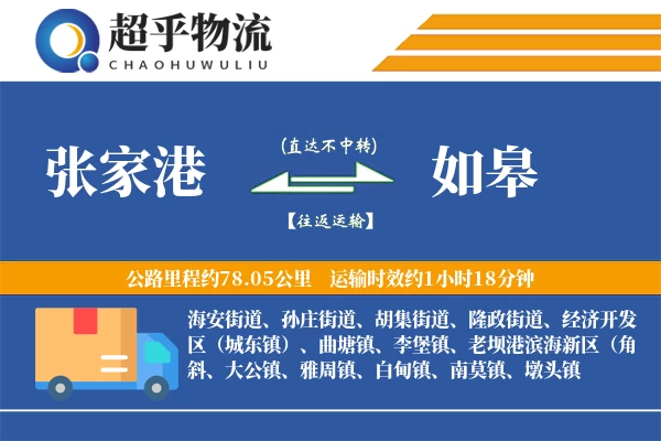 张家港到如皋物流专线