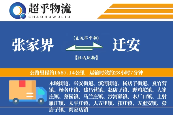 张家界到迁安物流专线