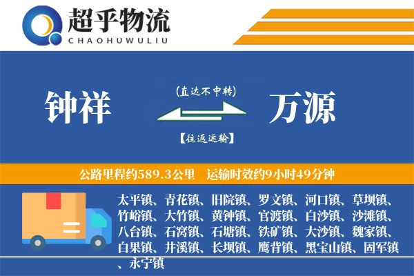 钟祥到万源物流专线